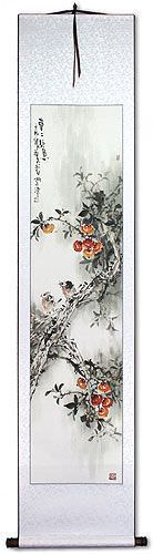 Birds and Flowers Wall Scroll