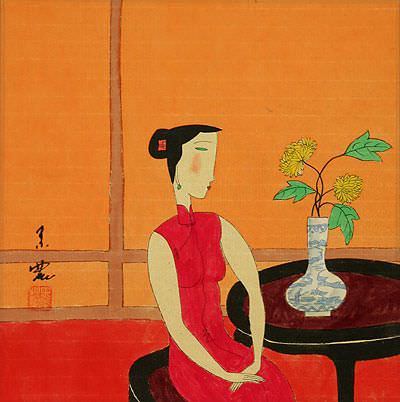 Lady in Waiting of China - Modern Art Painting