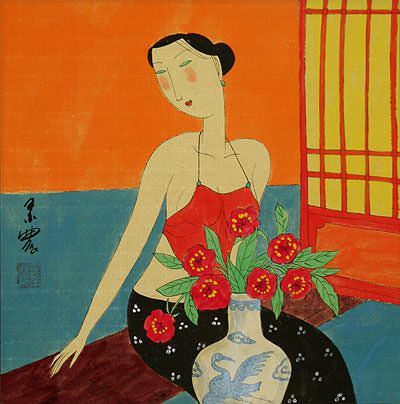 Sexy Chinese Woman - Modern Art Painting