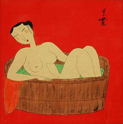 Chinese Lady in the Bath - Asian Modern Art Painting