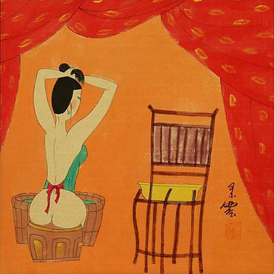 Lady Preparing for Bath - Chinese Modern Art Painting