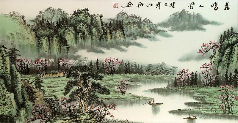 Warmth of Spring Inspires Mankind - Asian Art Landscape