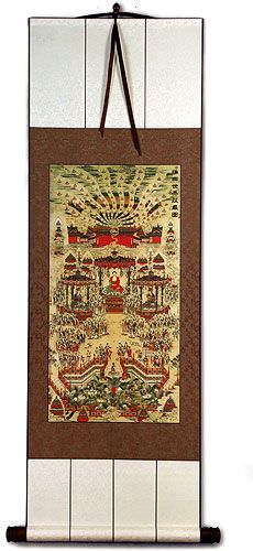 Buddhist Paradise Altar Print - Wall Scroll