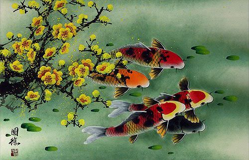 Plum Blossom & Koi Fish Painting