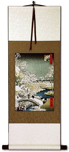 Bridge Landscape - Japanese Woodblock Print Repro - Wall Scroll