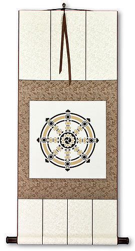 Buddhist Wheel Symbol Print - Wall Scroll