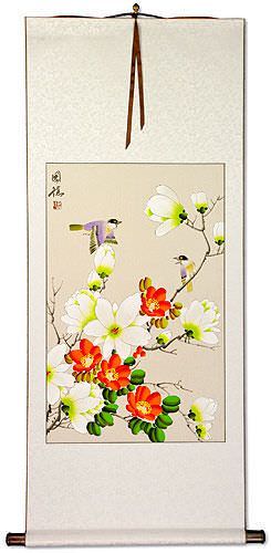 Birds and Flower Wall Scroll