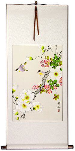 Birds and Flowers Wall Scroll