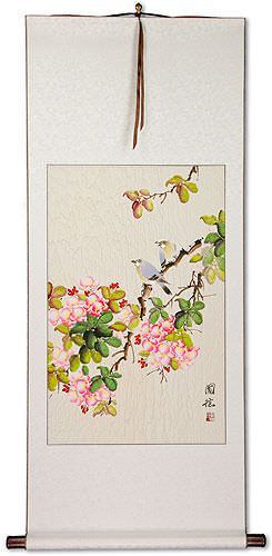 Birds and Flowers Wall Scroll