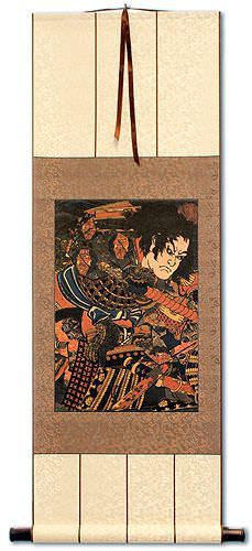 Japanese Samurai Actor Woodblock Print Wall Scroll