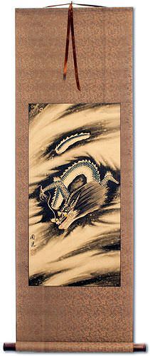 Flying Chinese Dragon Wall Scroll