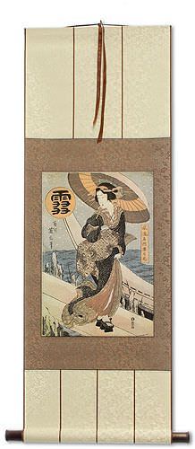 Beauty in the Snow - Japanese Woodblock Print Repro - Wall Scroll