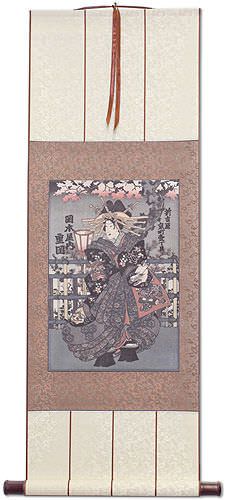 Japanese Geisha Print Wall Scroll