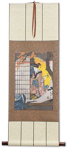 View from the Garden - Japanese Woodblock Print Repro - Wall Scroll