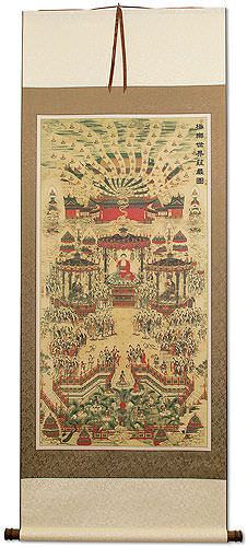 Buddhist Paradise Altar Print - Large Wall Scroll