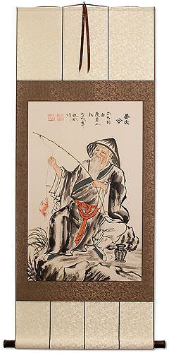 Tai Gong Old Man Fishing Wall Scroll