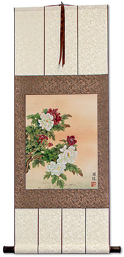 Peony Flowers Wall Scroll