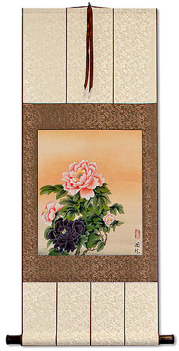 Classic Peony Flowers - Chinese Scroll