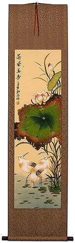 Birds and Flowers Wall Scroll