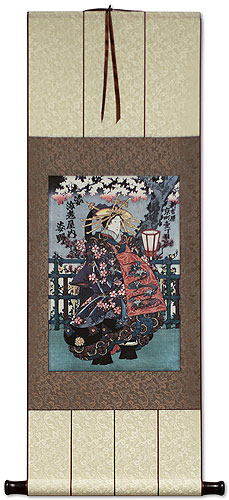 Japanese Geisha Actress Woman Wall Scroll