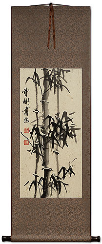 Black Ink Asian Bamboo Wall Scroll