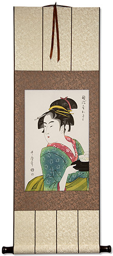 Naniwaya Okita - Japanese Woman Woodblock Print Repro - Wall Scroll