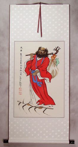 Da Mo / Bodhidharma Soars on a Reed Stalk - Wall Scroll