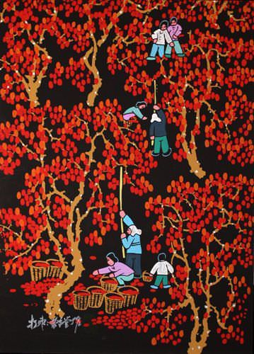 Jujube Picking - Chinese Folk Art Painting