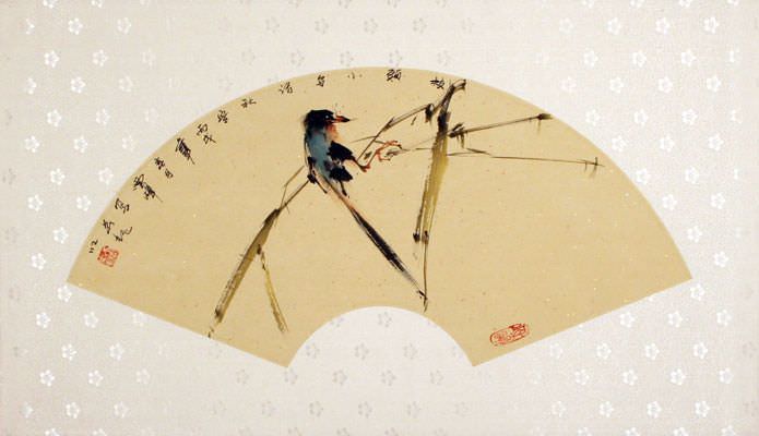 Chinese Fan-Style Bird Painting