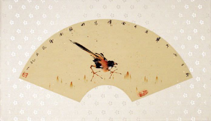 Fan-Style Bird Painting