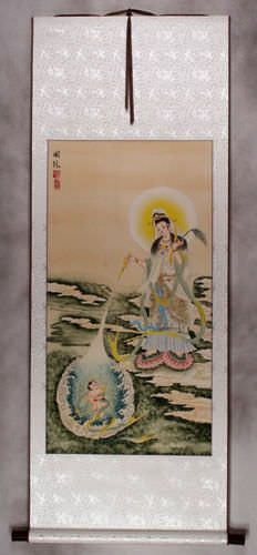 Guanyin Brings Forth a Child - Wall Scroll