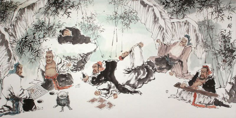 Seven Sages of the Bamboo Grove - Chinese Painting