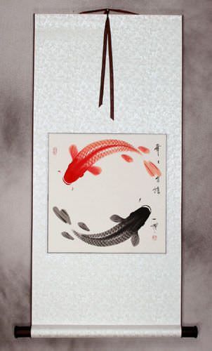 Yin Yang Fish Silk Wall Scroll