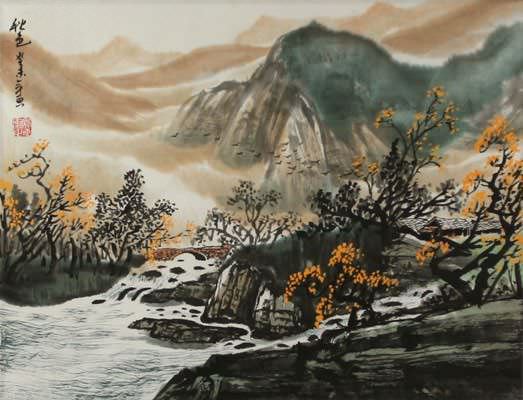 Chinese Autumn Landscape Painting