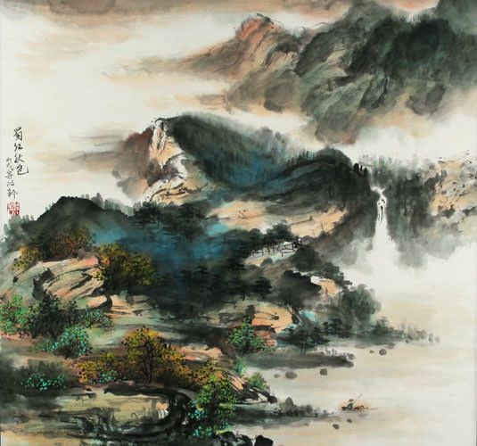 Sichuan River in Autumn - Chinese Landscape Painting