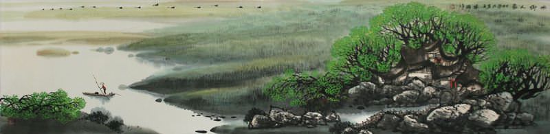 Family by the Water - Chinese Landscape Painting