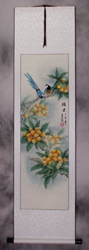 Traditional Chinese Bird and Flower Wall Scroll
