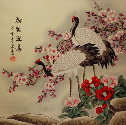 Cranes and Plum Blossoms Welcoming The Spring