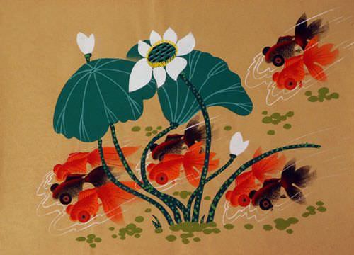 Lucky Gold Fish - Chinese Folk Art Painting