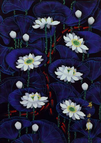 Small Fish in Lotus - Chinese Folk Art Painting