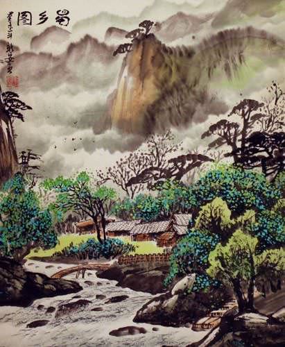 Sichuan Village Landscape Painting