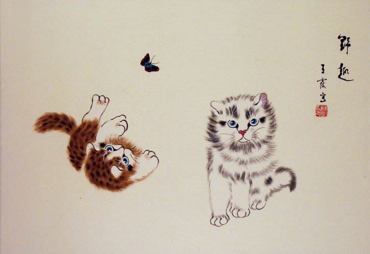 Chinese Kittens & Butterfly Fun Painting