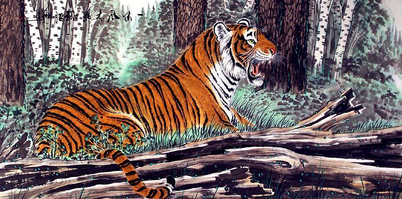 Roaring Chinese Tiger Painting