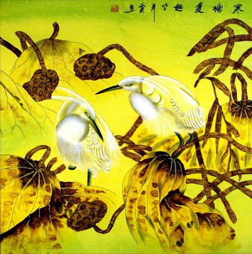 Egrets and Lotus Painting