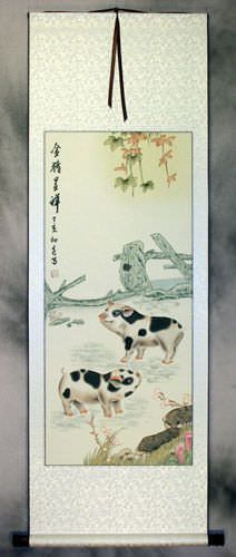 Pigs on the Ranch - Wall Scroll