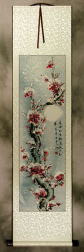 Chinese Snow Plum Blossom Wall Scroll