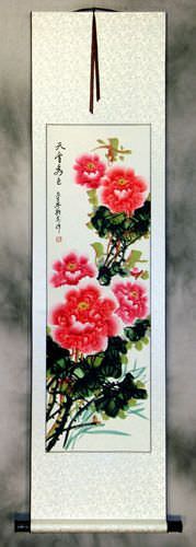 Heavenly Fragrance and Beauty - Peony Flower Wall Scroll