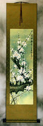 White Plum Blossom Wall Scroll