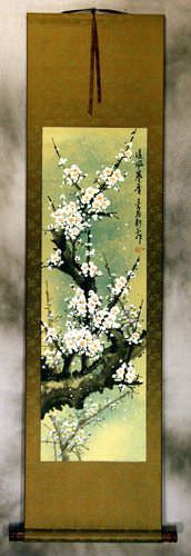 White Plum Blossom Wall Scroll