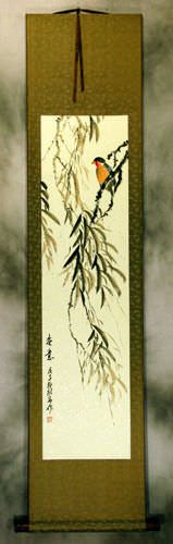 Spirit of Springtime Bird and Flower Wall Scroll